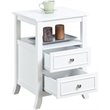 Pemberly Row Modern Two-Drawer End Table in White Wood Finish
