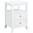 Pemberly Row Modern Two-Drawer End Table in White Wood Finish
