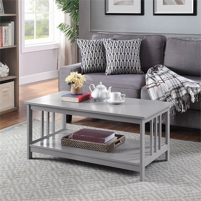 Pemberly Row Modern / Contemporary Coffee Table in Gray Wood Finish