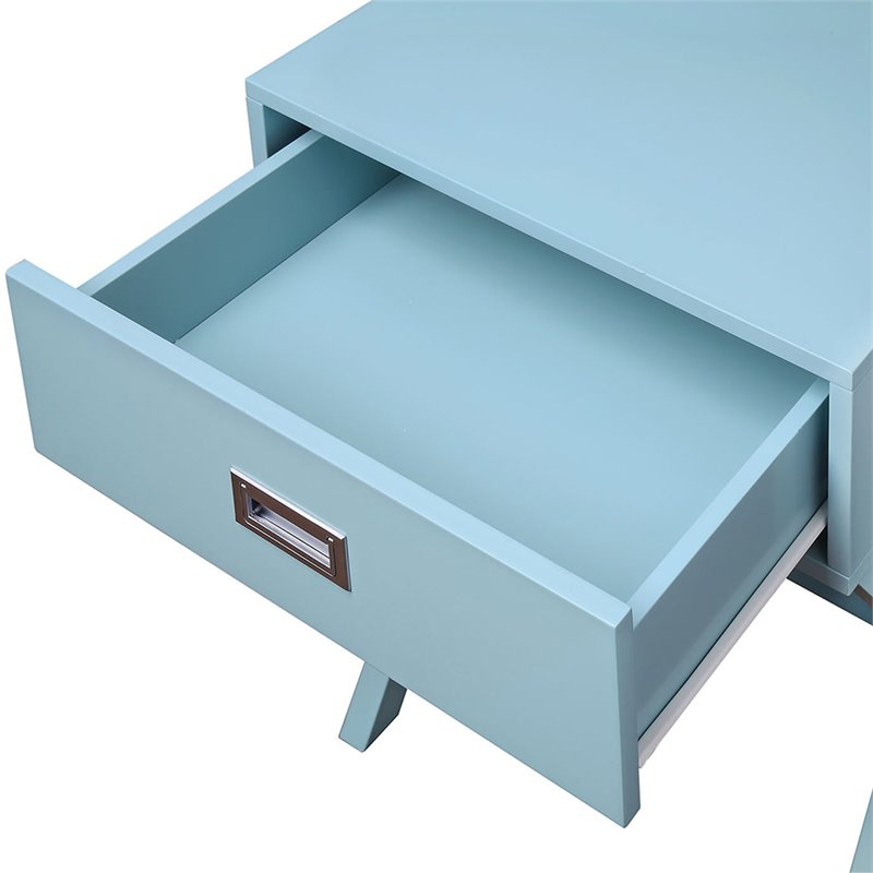 Pemberly Row Contemporary One-Drawer End Table in Mint Green Wood
