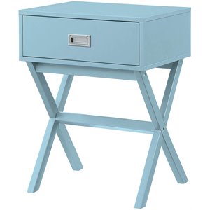 Pemberly Row Contemporary One-Drawer End Table in Mint Green Wood