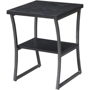 Pemberly Row Modern 18&quot Square End Table in Black Wood Finish