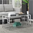 Pemberly Row Modern Glass Top Coffee Table in Chrome Metal Frame