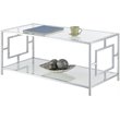 Pemberly Row Modern Glass Top Coffee Table in Chrome Metal Frame