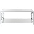 Pemberly Row Modern Glass Top Coffee Table in Chrome Metal Frame