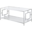 Pemberly Row Modern Glass Top Coffee Table in Chrome Metal Frame