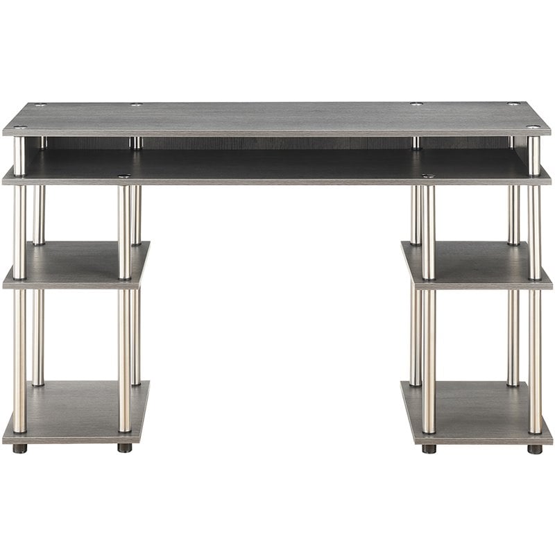 Pemberly Row Modern Writing Desk in Charcoal Gray Wood Finish