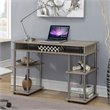 Pemberly Row Modern Writing Desk in Ice Off-White Wood Finish