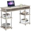 Pemberly Row Modern Writing Desk in Ice Off-White Wood Finish