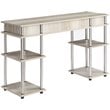 Pemberly Row Modern Writing Desk in Ice Off-White Wood Finish