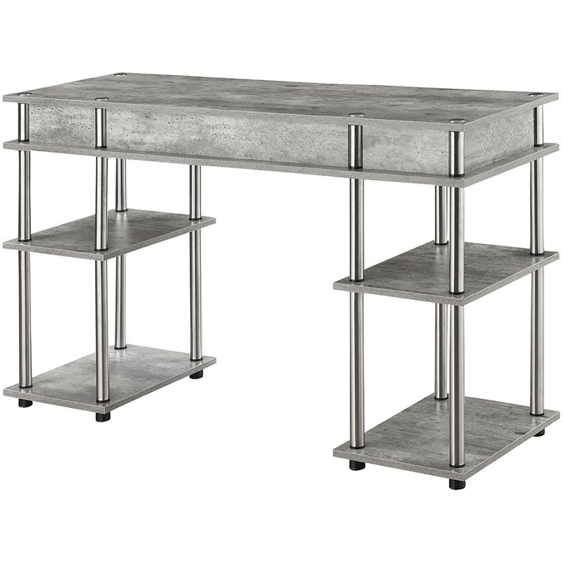 Pemberly Row Modern Writing Desk in Faux Birch Gray Wood Finish