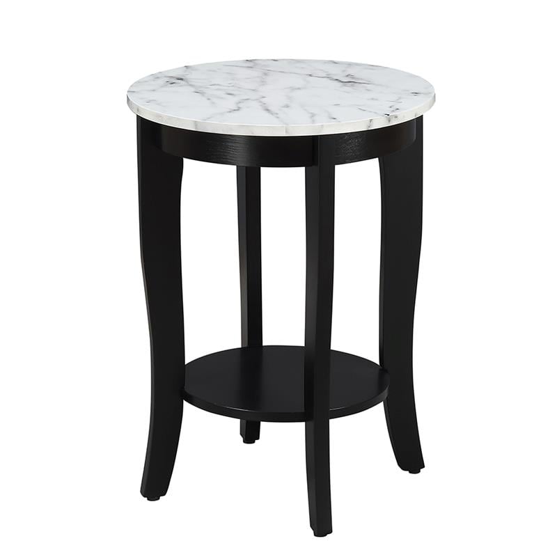 Pemberly Row Contemporary Round End Table in Black Wood Finish