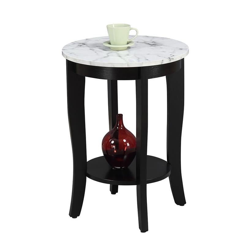 Pemberly Row Contemporary Round End Table in Black Wood Finish