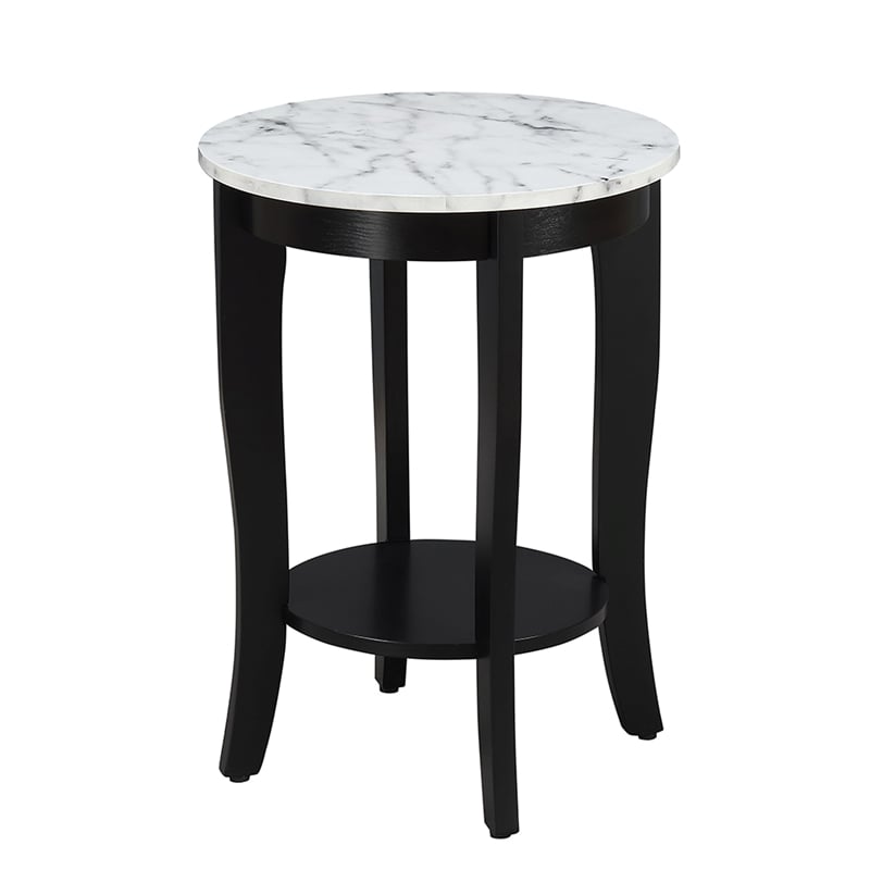Pemberly Row Contemporary Round End Table in Black Wood Finish