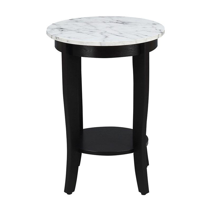 Pemberly Row Contemporary Round End Table in Black Wood Finish