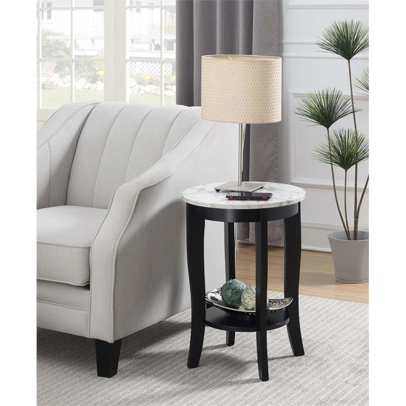 Pemberly Row Contemporary Round End Table in Black Wood Finish