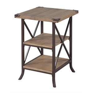Pemberly Row Modern End Table in Beige Driftwood Wood Finish