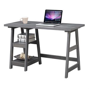 Pemberly Row Modern / Contemporary Trestle Desk in Gray Wood Finish