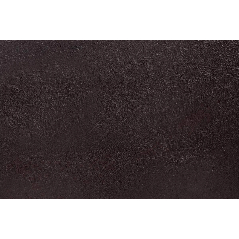 Pemberly Row Round Accent Storage Ottoman in Espresso Faux Leather