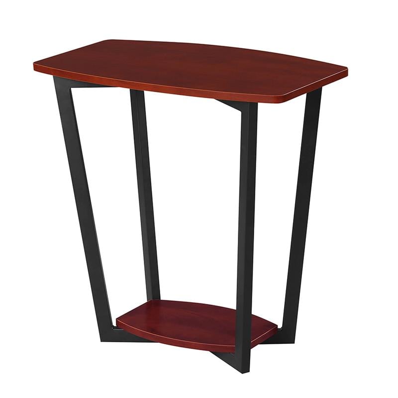 Pemberly Row End Table in Cherry Wood Finish and Black Metal