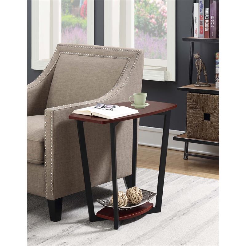 Pemberly Row End Table in Cherry Wood Finish and Black Metal