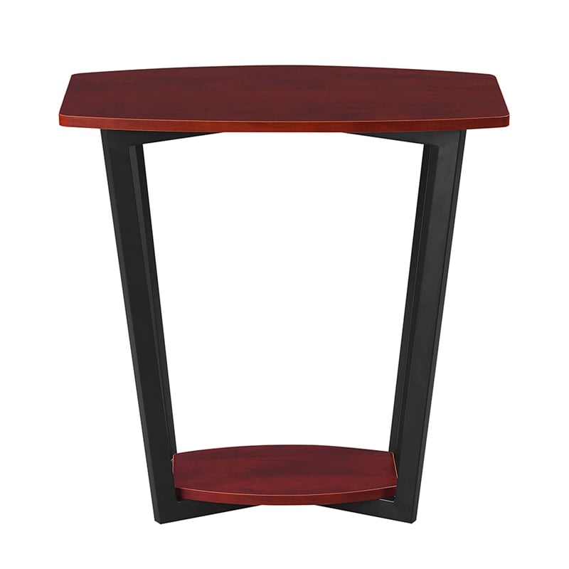 Pemberly Row End Table in Cherry Wood Finish and Black Metal
