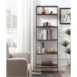 Pemberly Row Modern Five-Tier Ladder Bookcase/Shelf in Black Metal