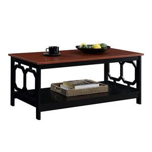 Pemberly Row Modern Coffee Table in Cherry and Black Wood Finish