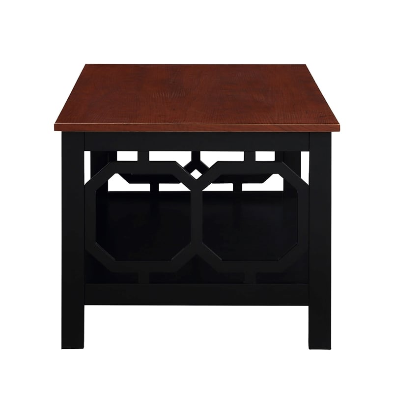 Pemberly Row Modern Coffee Table in Cherry and Black Wood Finish