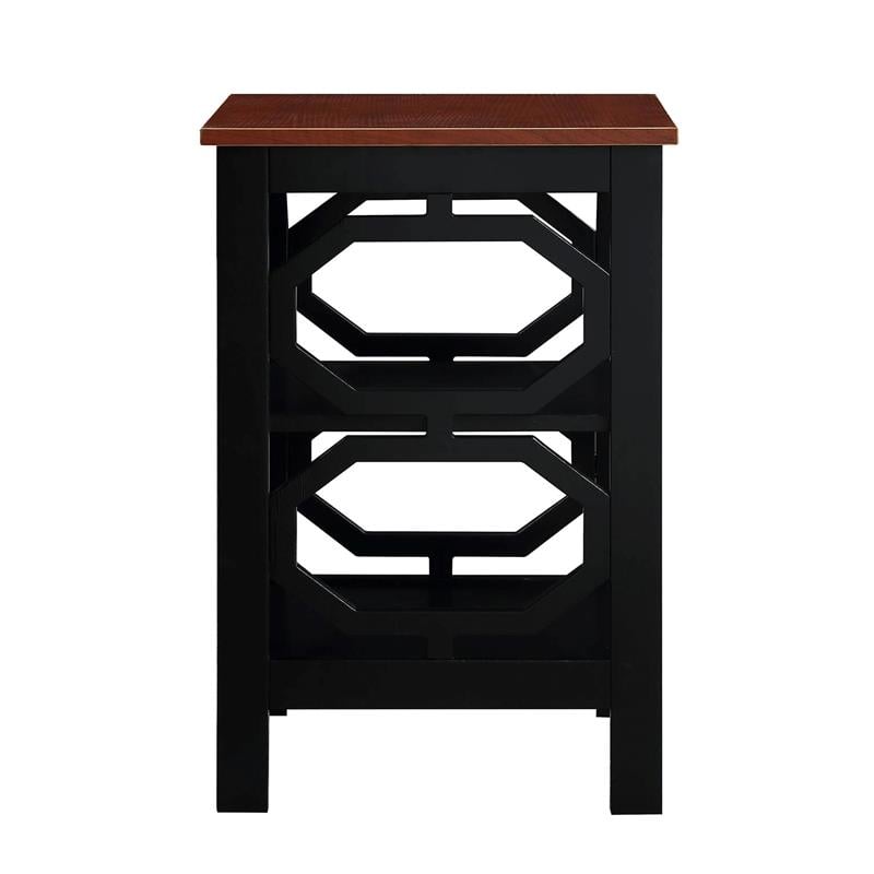 Pemberly Row Modern End Table in Cherry and Black Wood Finish