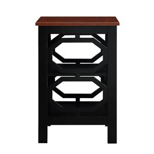 Pemberly Row Modern End Table in Cherry and Black Wood Finish