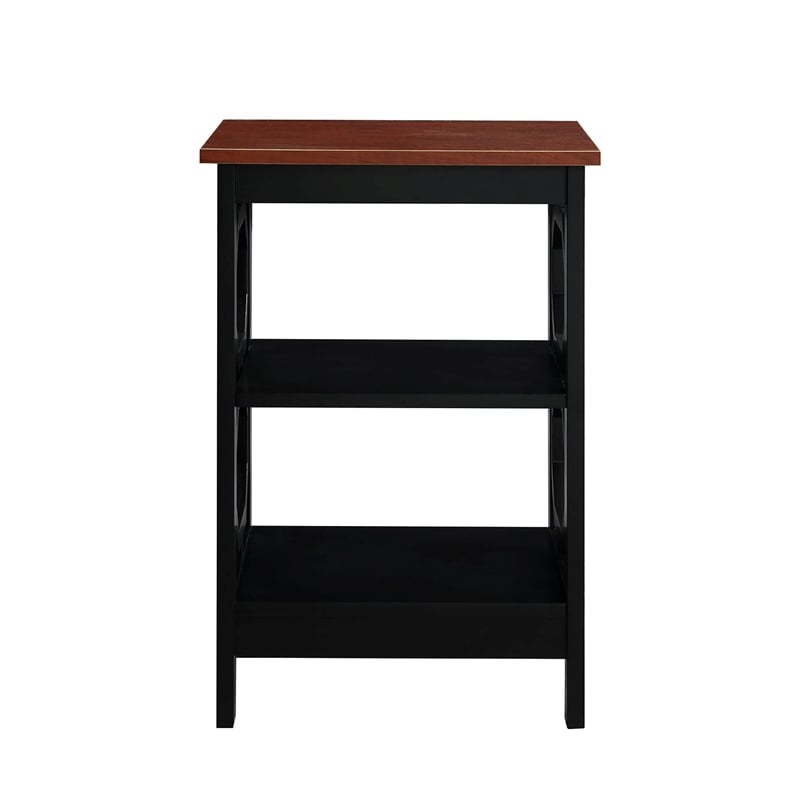 Pemberly Row Modern End Table in Cherry and Black Wood Finish