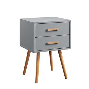 Pemberly Row Modern Two-Drawer End Table in Gray Wood Finish