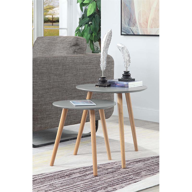 Pemberly Row Contemporary Nesting End Tables in Gray Wood Finish