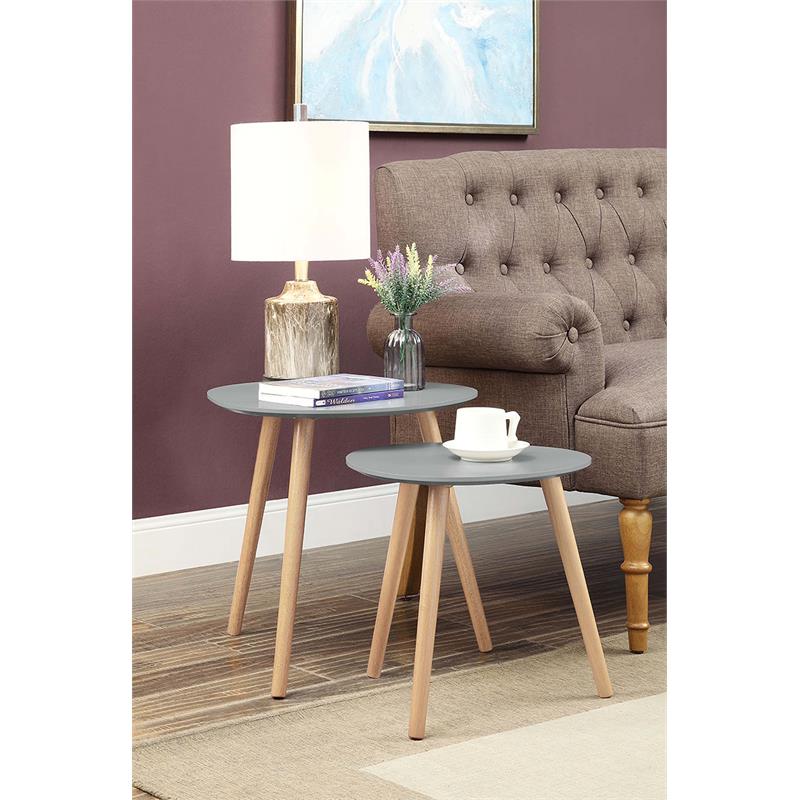 Pemberly Row Contemporary Nesting End Tables in Gray Wood Finish