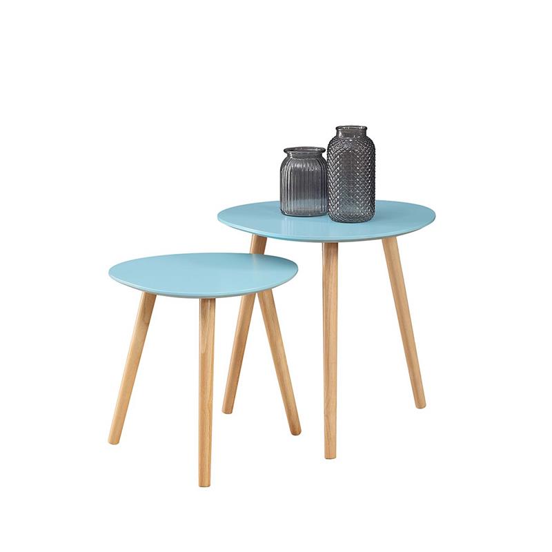 Pemberly Row Modern Nesting End Tables in Mint Green Wood Finish