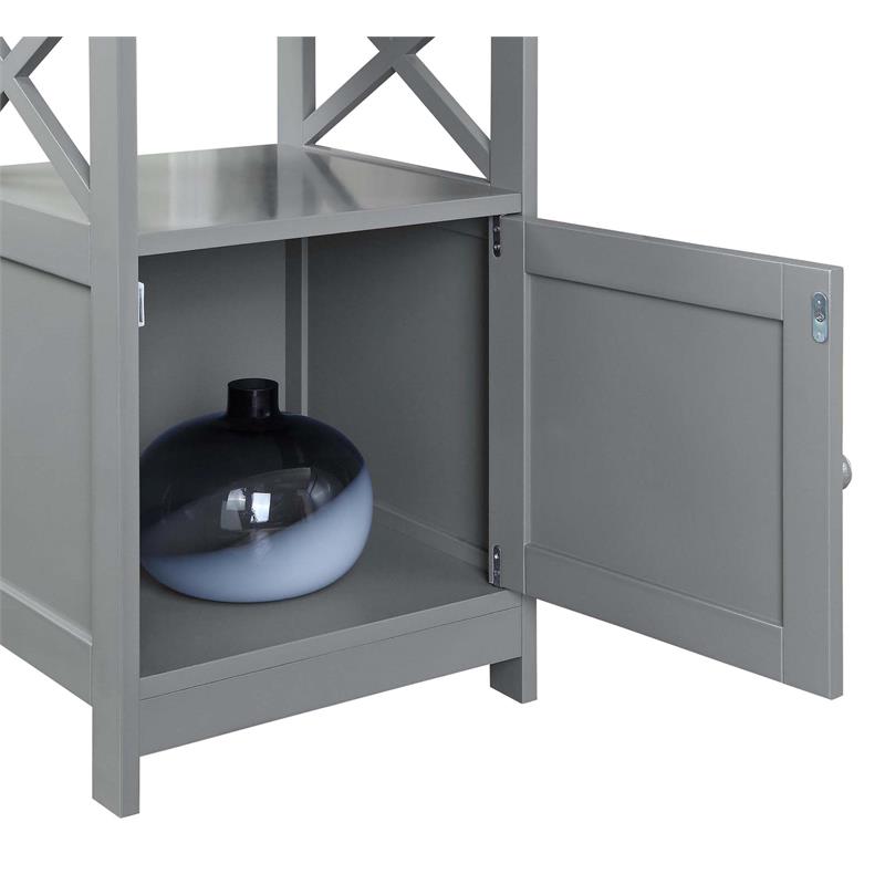 Pemberly Row Modern End Table with Cabinet in Gray Wood Finish