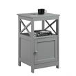Pemberly Row Modern End Table with Cabinet in Gray Wood Finish