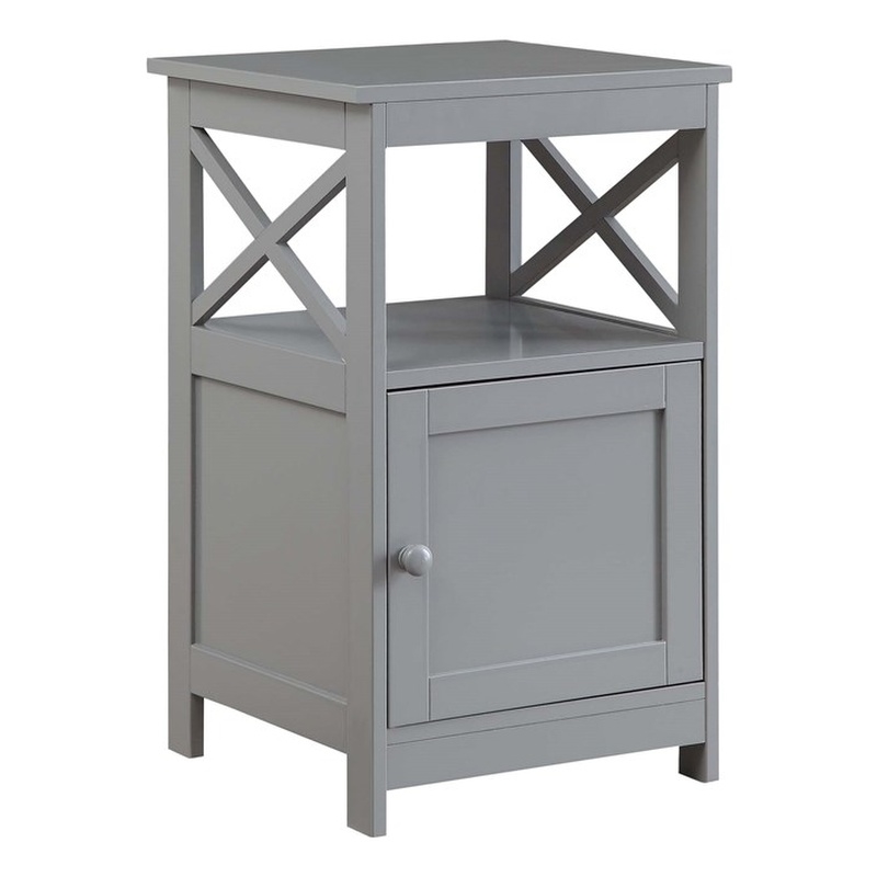 Pemberly Row Modern End Table with Cabinet in Gray Wood Finish