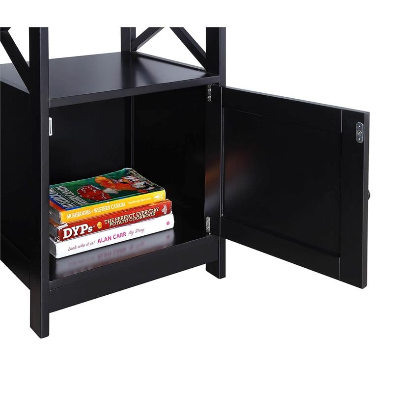 Pemberly Row Modern End Table with Cabinet in Black Wood Finish
