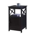 Pemberly Row Modern End Table with Cabinet in Black Wood Finish