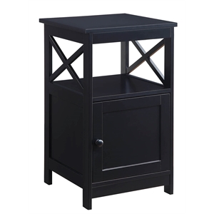 Pemberly Row Modern End Table with Cabinet in Black Wood Finish