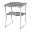Pemberly Row Modern End Table in Gray Wood Finish and Metal Frame