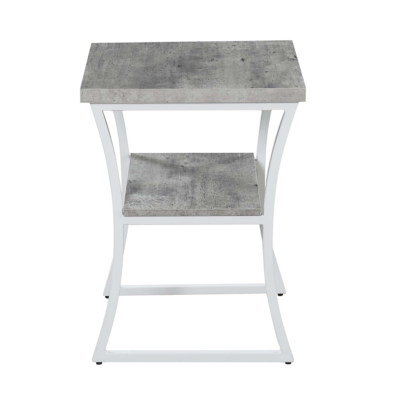 Pemberly Row Modern End Table in Gray Wood Finish and Metal Frame