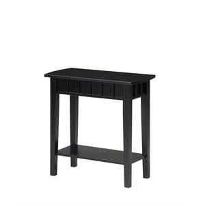 Pemberly Row Modern End Table in Black Wood Finish with Shelf