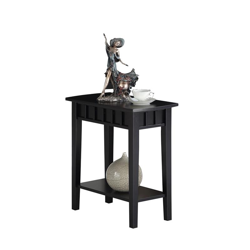 Pemberly Row Modern End Table in Black Wood Finish with Shelf