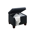 Pemberly Row Modern Storage Ottoman in Black Faux Leather Fabric