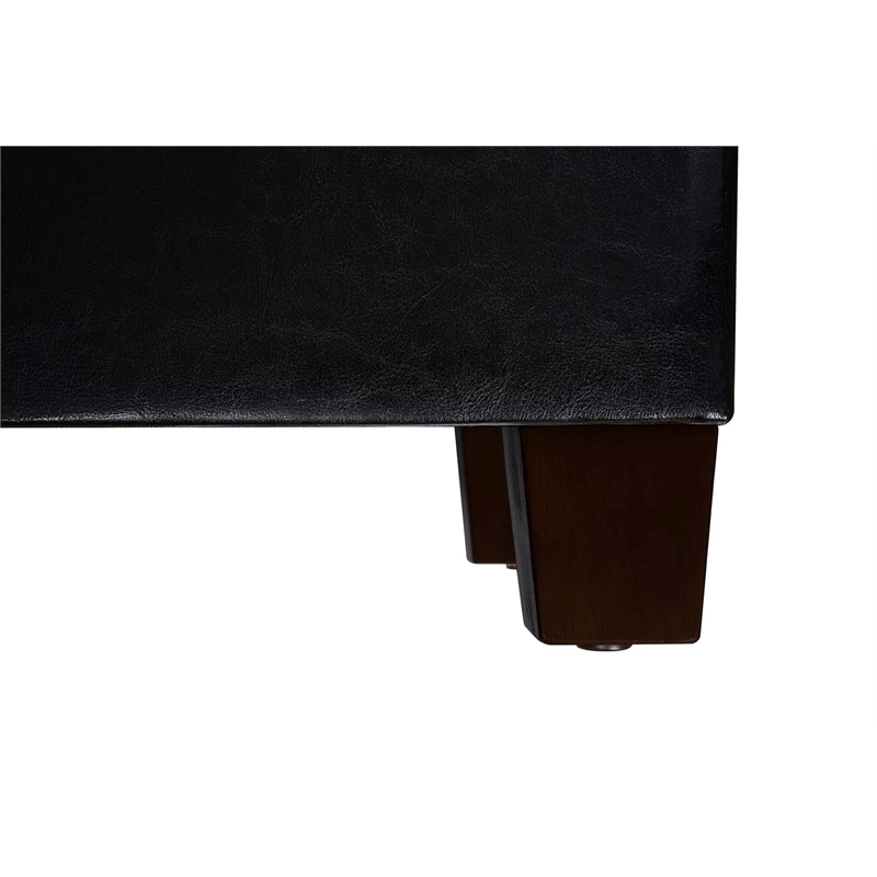 Pemberly Row Modern Storage Ottoman in Black Faux Leather Fabric