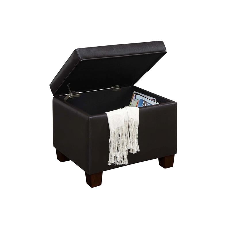 Pemberly Row Storage Ottoman in Espresso Faux Leather Fabric