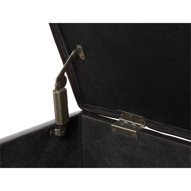 Pemberly Row Storage Ottoman in Espresso Faux Leather Fabric